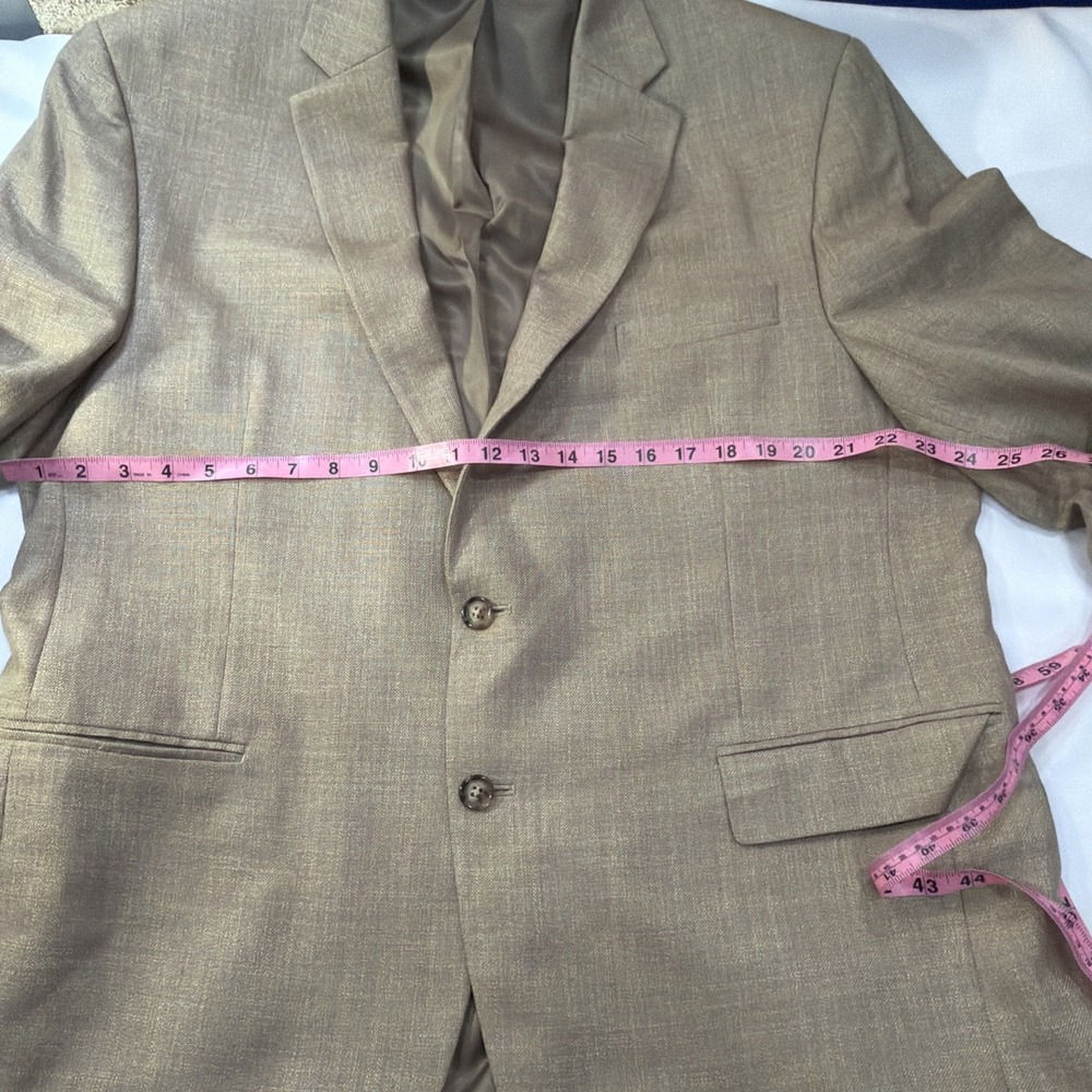 Lauren Ralph Lauren Blazer Vintage 46 R Carmel Polyester Suit Jacket Sport Coat - Picture 13 of 14